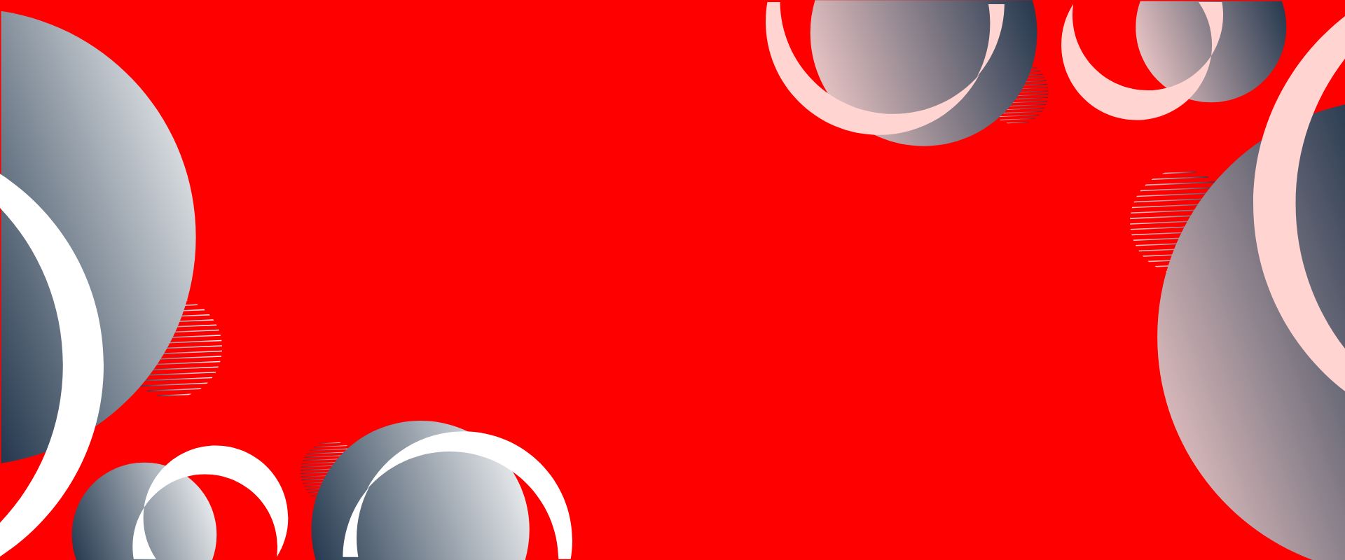 Red background with gray and white circles