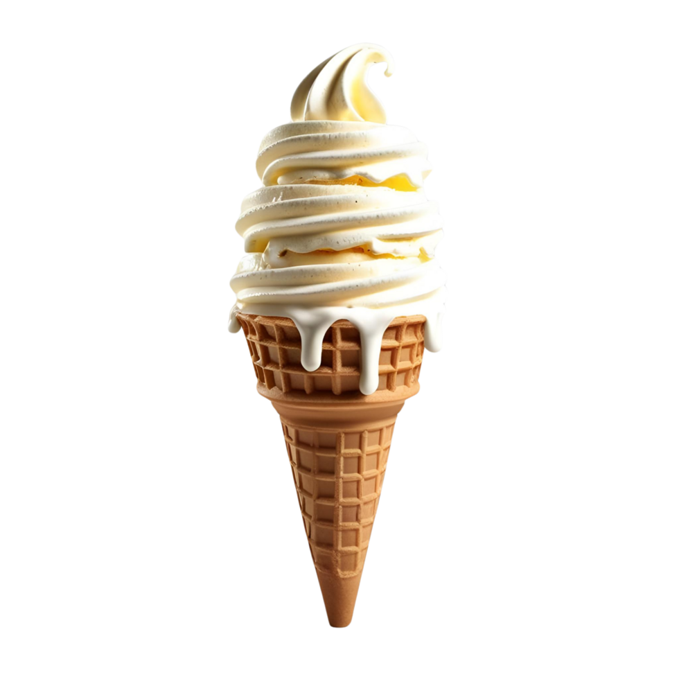 Soft serve ice cream cones with vanilla swirl