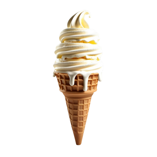 Soft serve ice cream cones with vanilla swirl