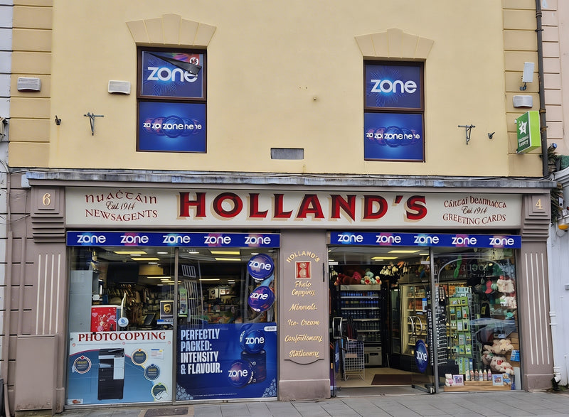 Entrance to the iconic Hollands Store, fourth-generation, family-based shop in Galway City, Ireland.