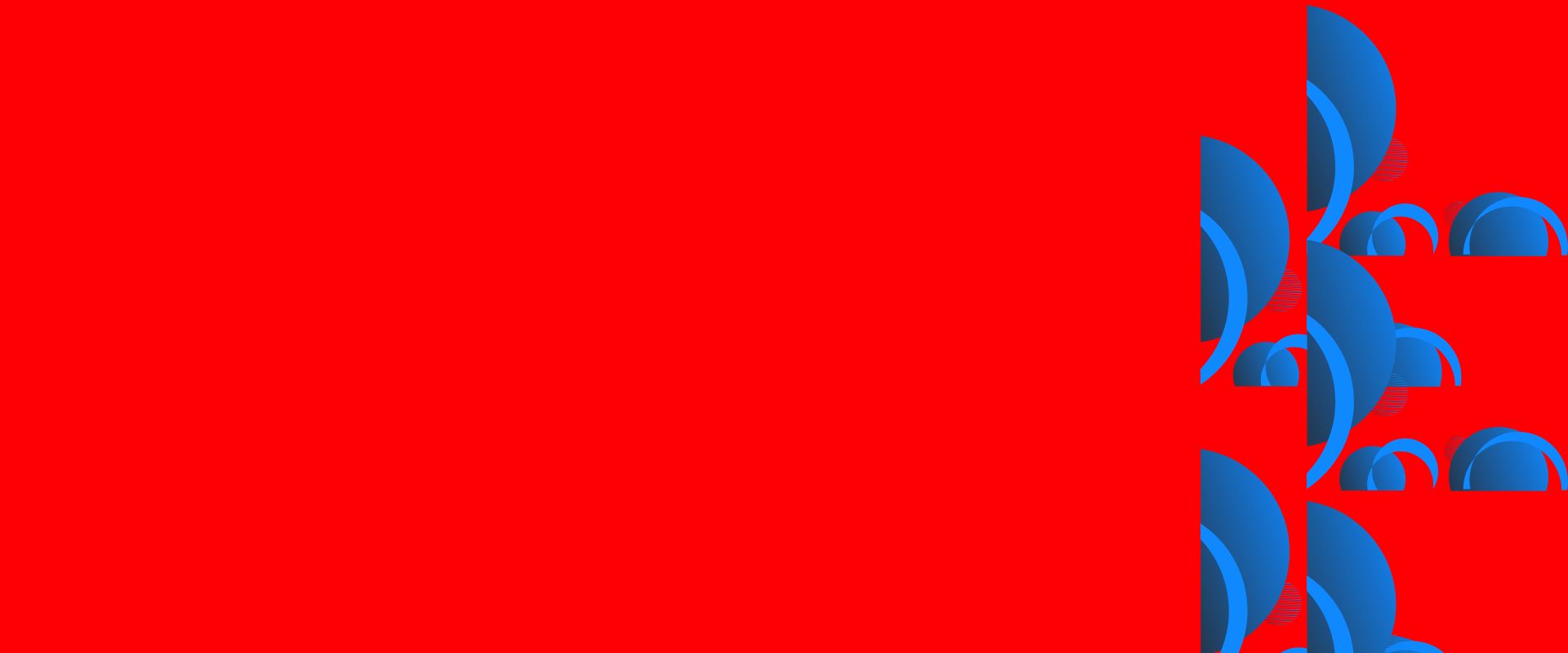Blue abstract shapes on a red background